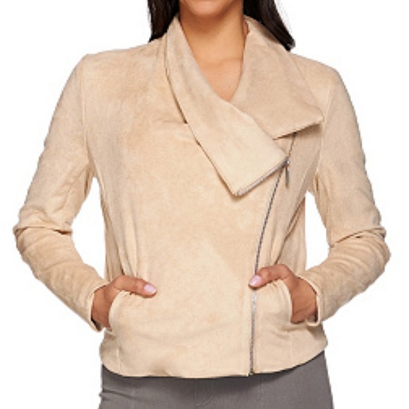 H by Halston Jackets & Blazers - H by Halston Faux Suede Moto Jacket Size 4